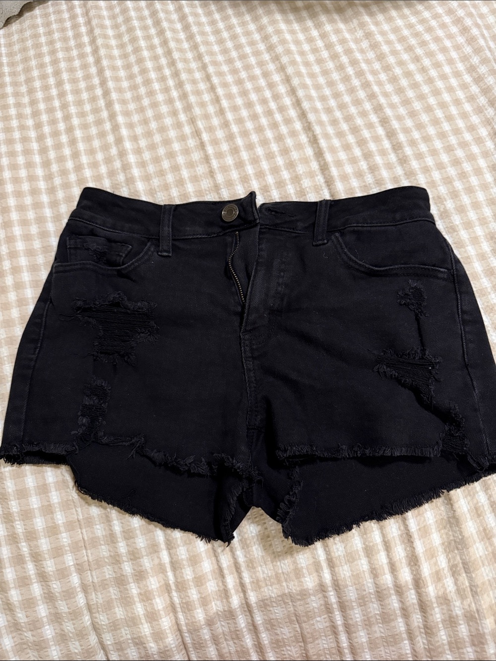 SO Black Distressed High-Rise Jean Shorts